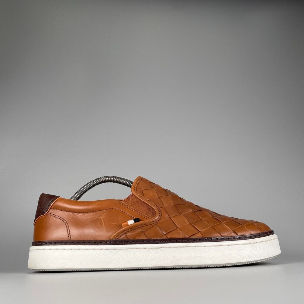 Allen Edmonds Alpha Men's 9 3E Brown Woven Leather Slip On Sneakers Casual GUC - Picture 6 of 11